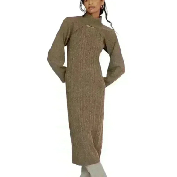 Anthropologie Current Air Cable Knit Midi Sweater Dress Set New without tags - Picture 1 of 4